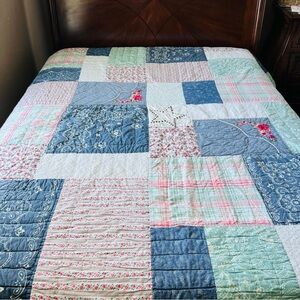 Vintage Patchwork Cotton Queen Quilt – 90”x90”
